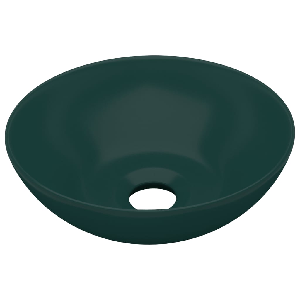 Vidaxl Washbasin Round Céramique Green foncé