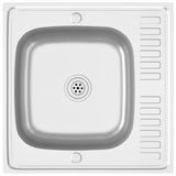 Umyvadlo Vidaxl s odtokovou sadou 600x600x155 mm Silver z nerezové oceli