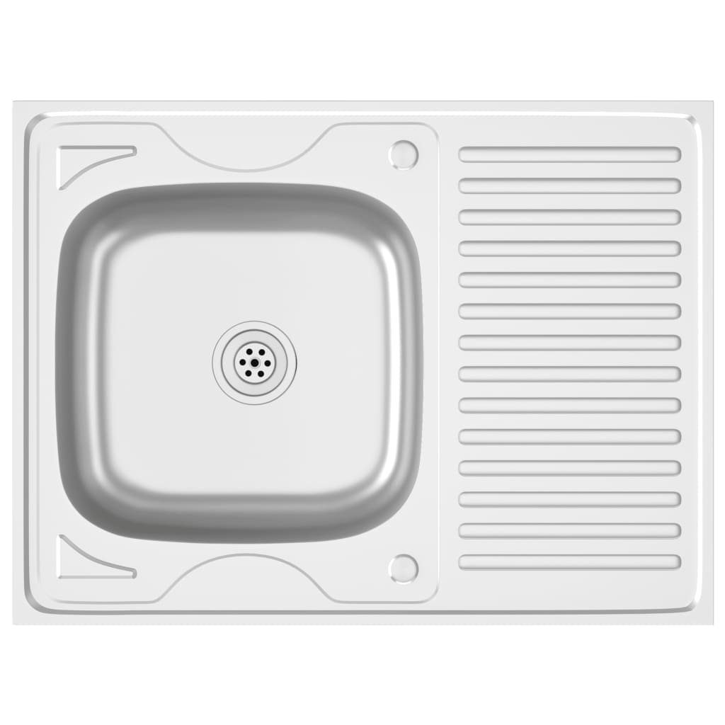 VidaXL Sink with Drain Set 800x600x155 mm Stainless Steel Silver