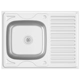 VidaXL Sink with Drain Set 800x600x155 mm Stainless Steel Silver