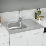 VidaXL Sink with Drain Set 800x600x155 mm Stainless Steel Silver