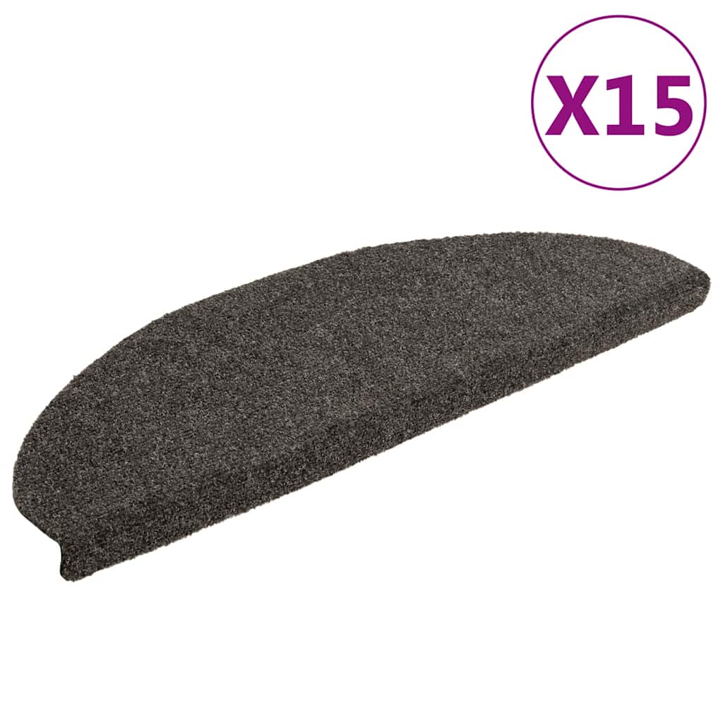 Vidaxl stair mats self -adhesive 15 pieces 65x21x4 cm anthracite semi -rounds large
