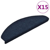 Vidaxl stair mats self -adhesive 15 pieces 65x21x4 cm navy blue semi -rounds large