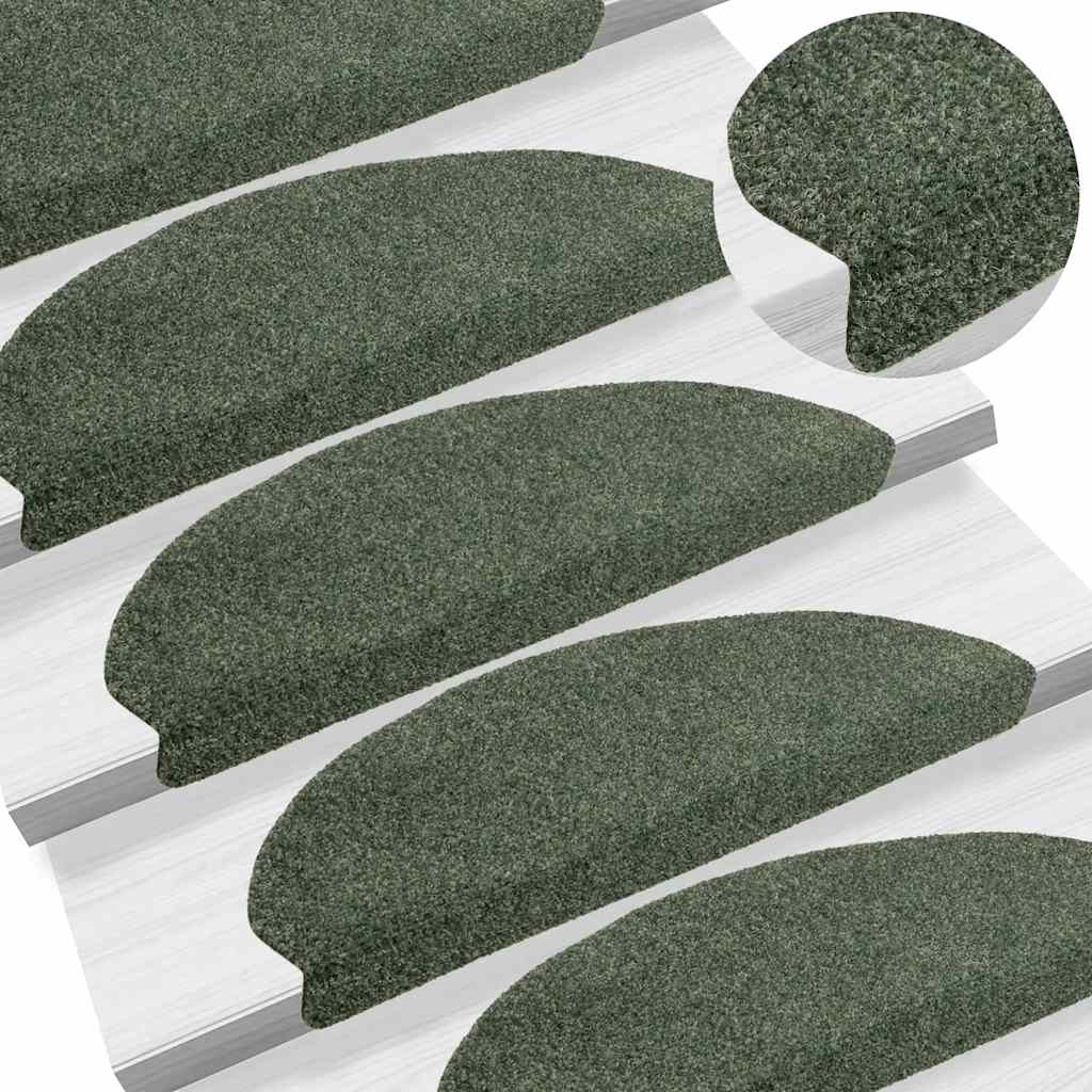Vidaxl Stair Mats Self -fast 15 stykker 65x21x4 cm grøn halvkugle stor