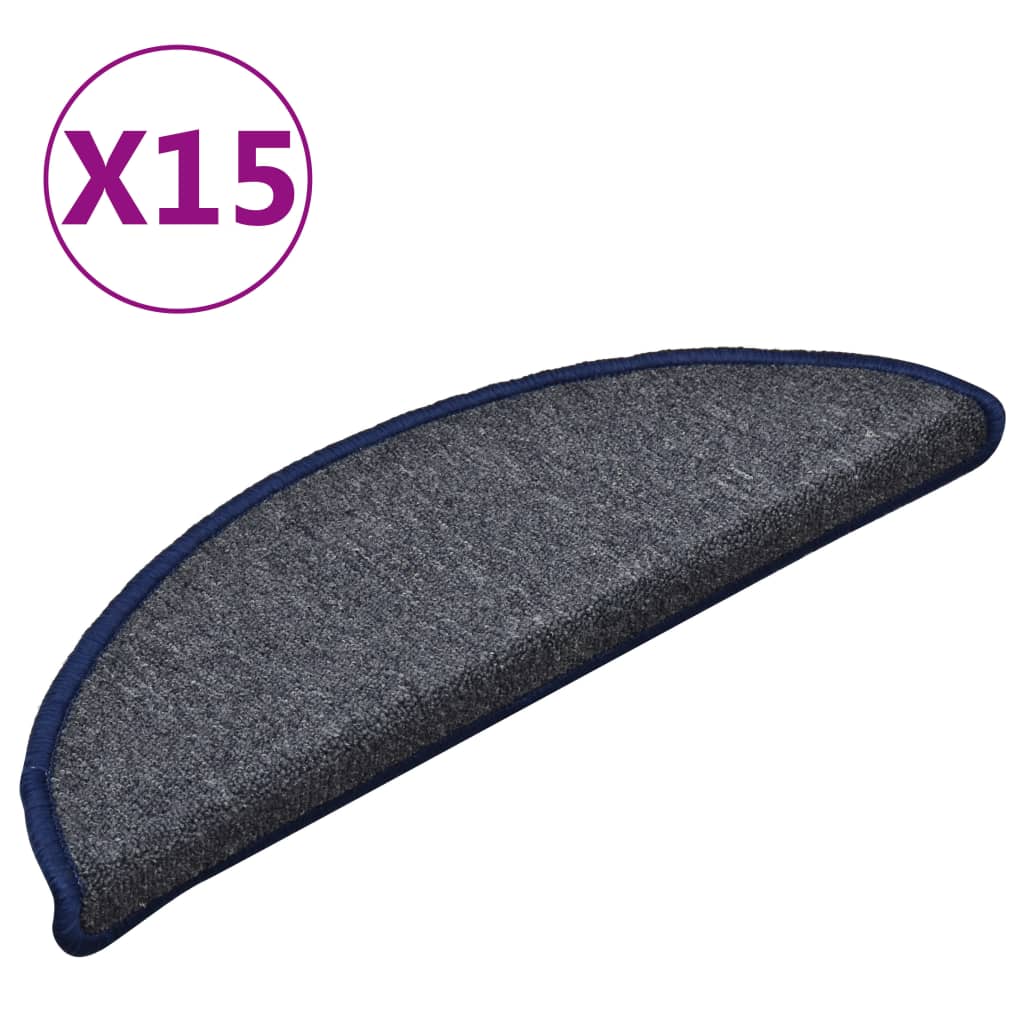 Vidaxl Schodišťové rohože 15 st 56x17x3 cm tmavě šedá a modrá
