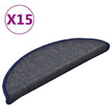 Vidaxl Schodišťové rohože 15 st 56x17x3 cm tmavě šedá a modrá