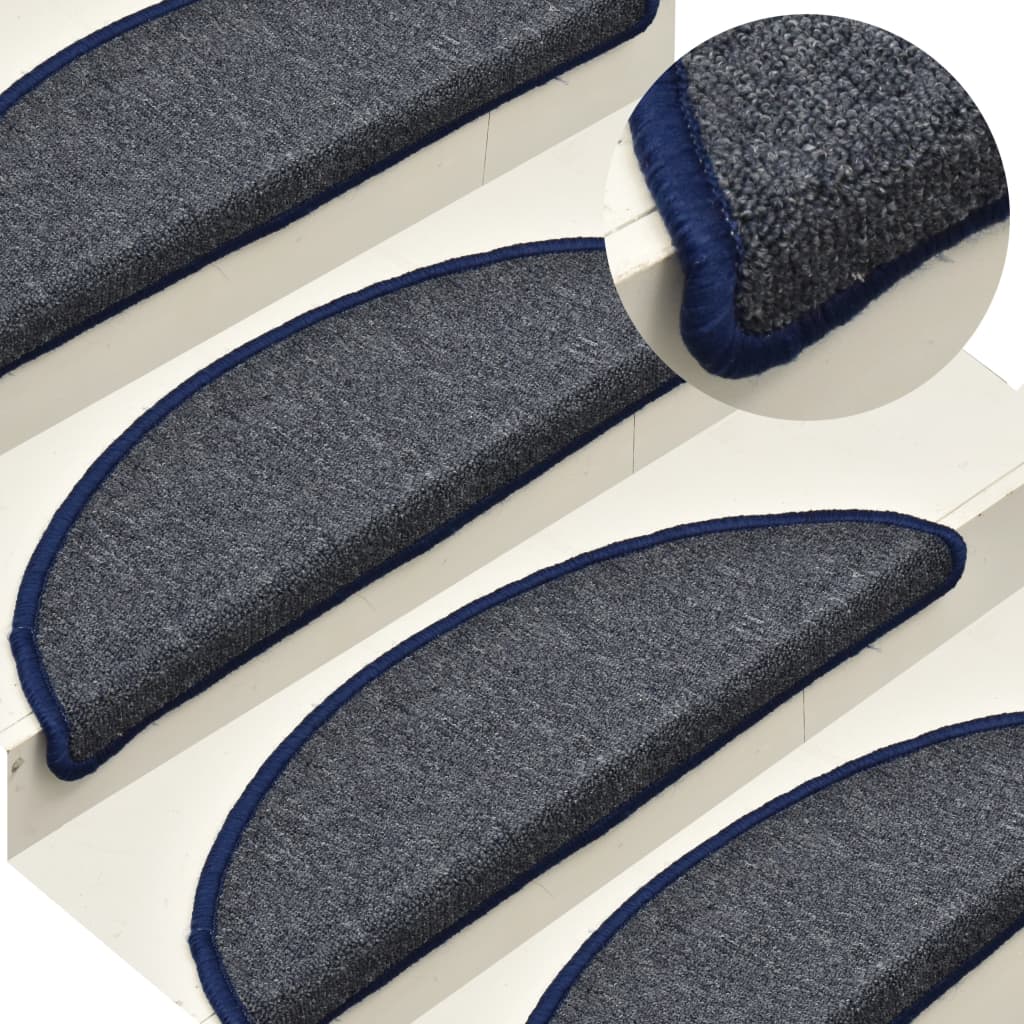 Vidaxl Schodišťové rohože 15 st 56x17x3 cm tmavě šedá a modrá