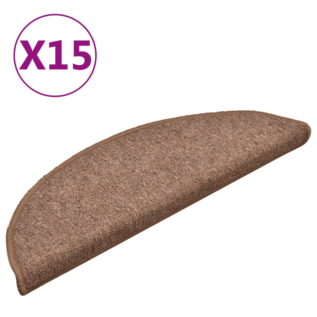 Vidaxl Stair Mats 15 St 56x17x3 cm brun