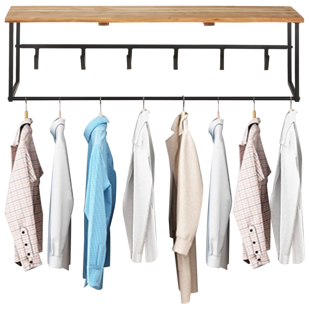VidaXL coat rack with shelf 100x34x38 cm solid acacia wood