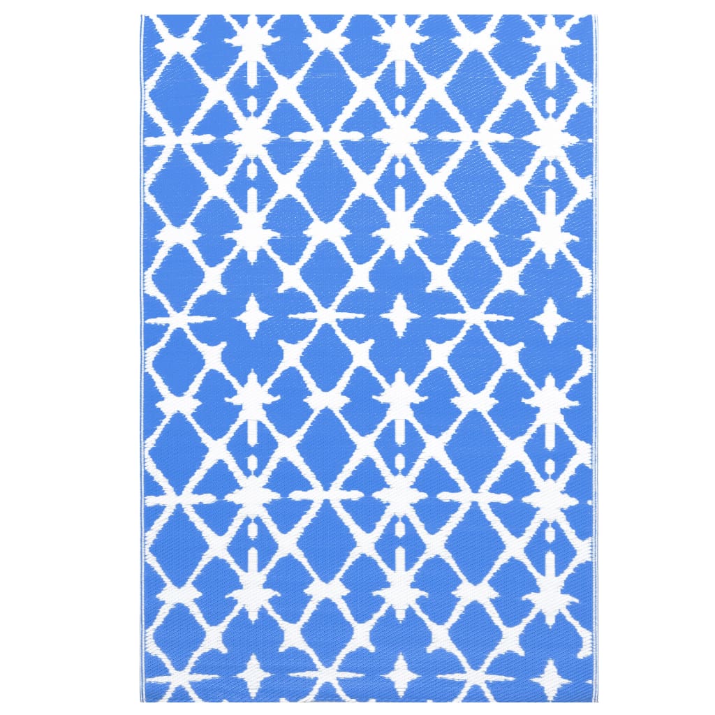 Vidaxl ausserhalb vum Rug Arakil 190x290 cm pp blo a wäiss