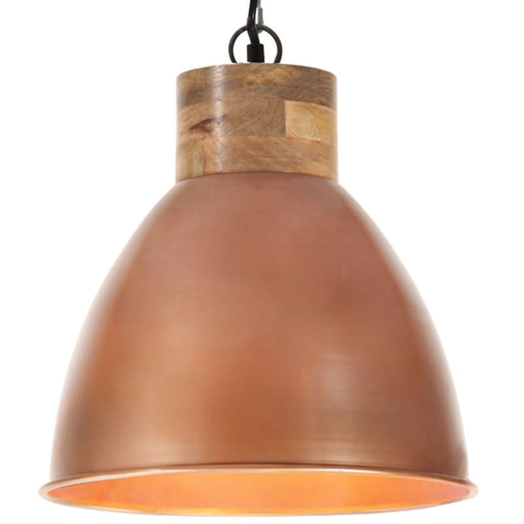 Vidaxl hanging lamp industrial E27 35 cm iron and solid wood copper color