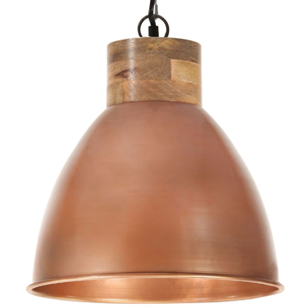 Vidaxl hanging lamp industrial E27 35 cm iron and solid wood copper color