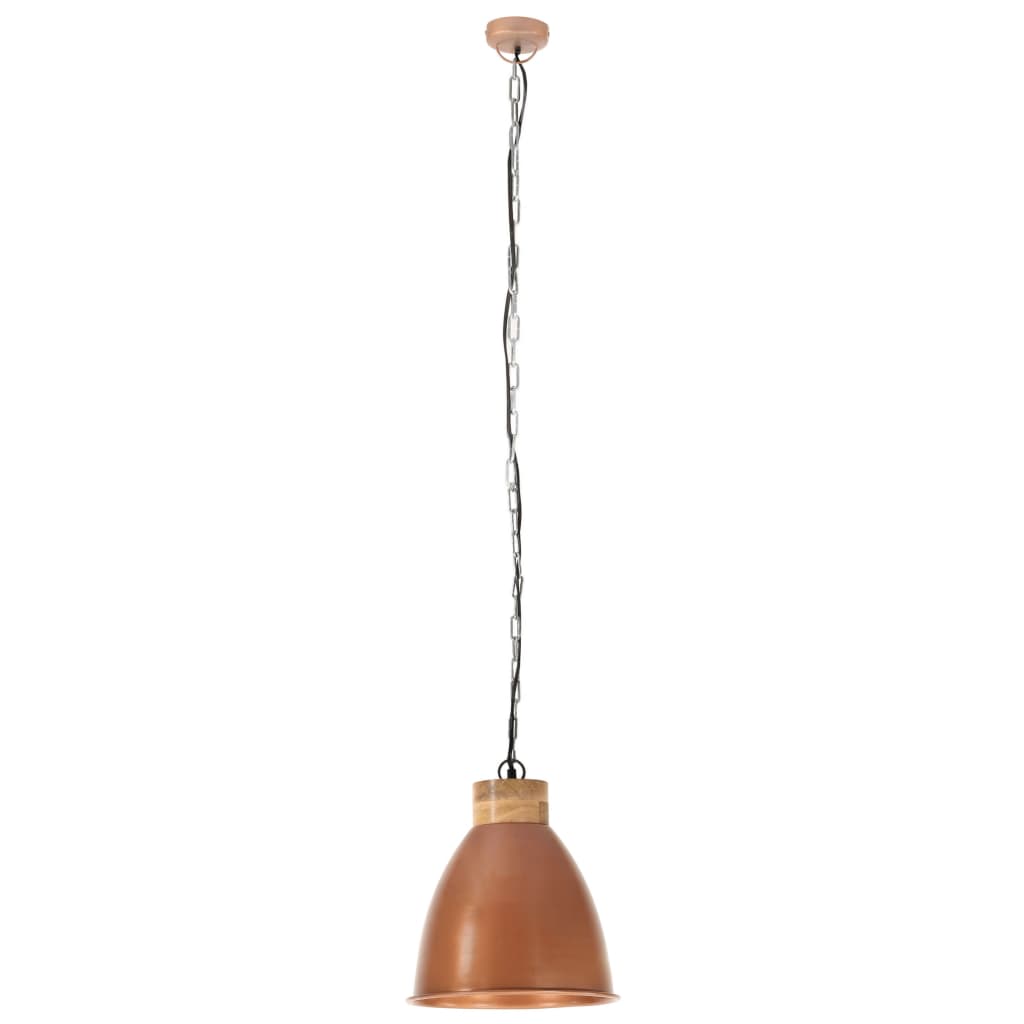 Vidaxl hanging lamp industrial E27 35 cm iron and solid wood copper color
