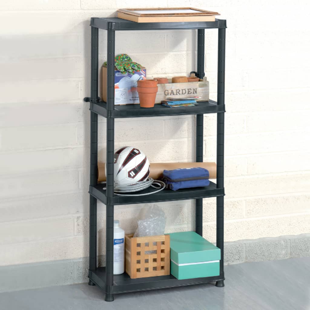 Vidaxl Storage Rack 4-lag 61x30.5x130 cm plastik sort