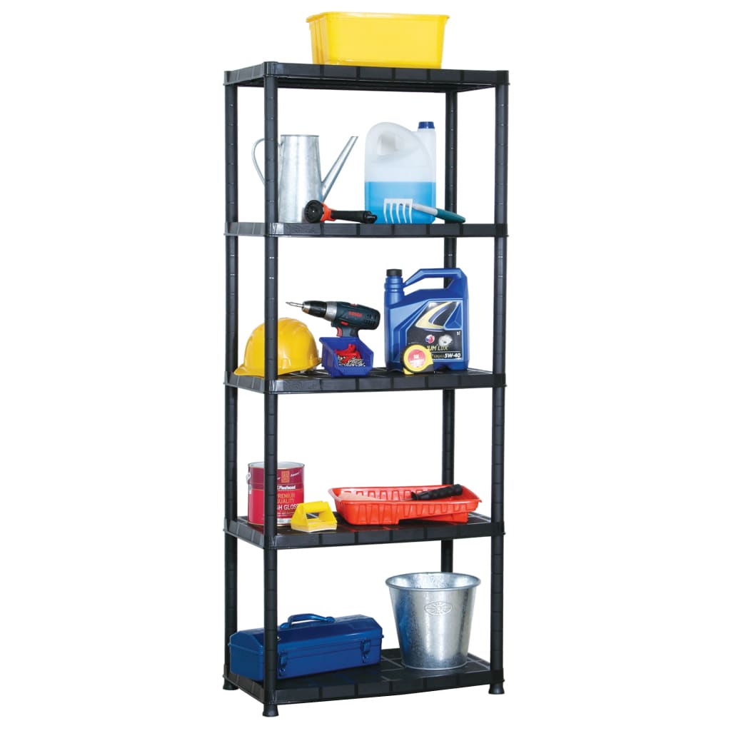 Vidaxl Storage Rack 5-lags 71x38x170 cm plastik sort