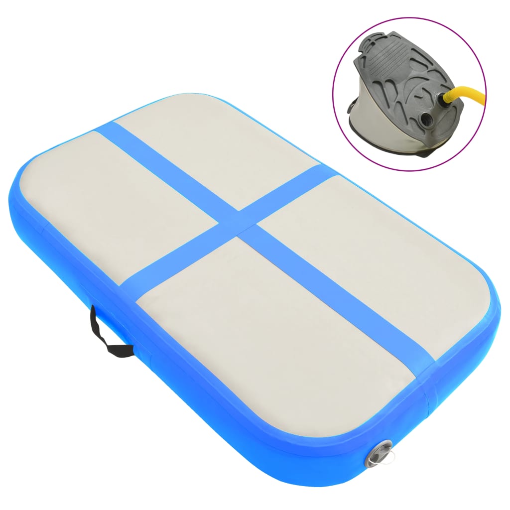 Vidaxl ginnastics tappetino con pompa gonfiabile 60x100x10 cm blu in PVC