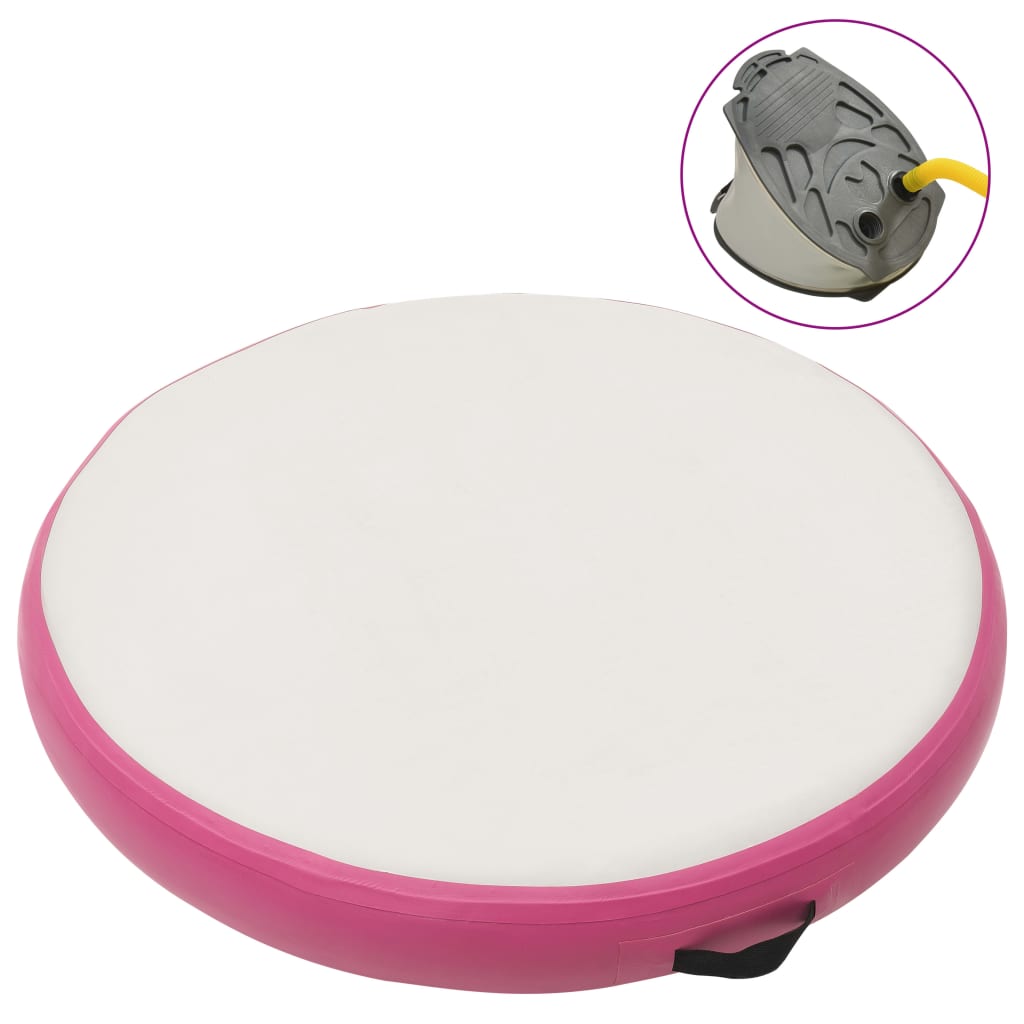 Vidaxl gymnastikmåtte med pumpe oppustelig 100x100x20 cm PVC lyserød