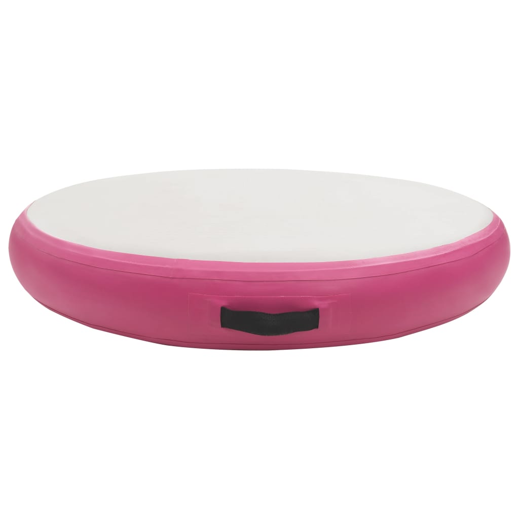 Vidaxl gymnastikmåtte med pumpe oppustelig 100x100x20 cm PVC lyserød