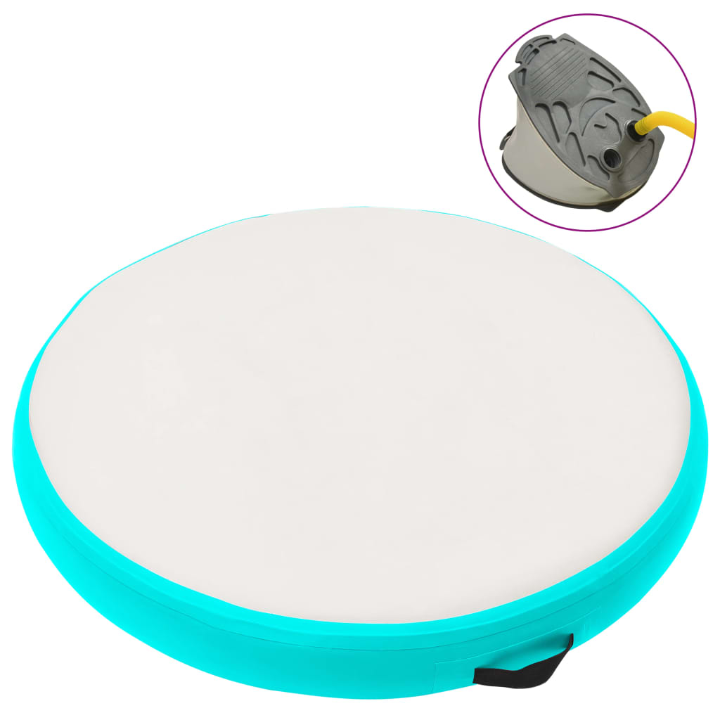 Vidaxl gymnastikmåtte med pumpe oppustelig 100x100x20 cm pvc grøn