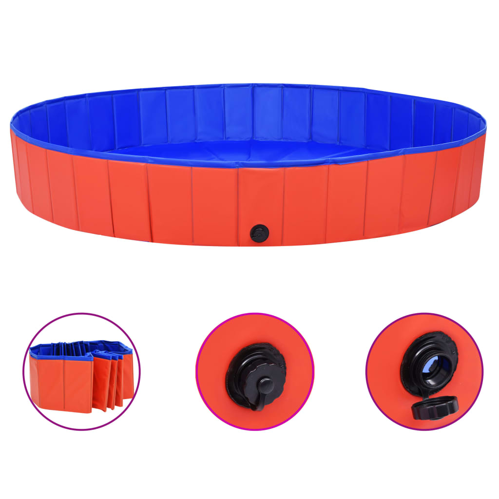 Bidaxl Dog Swimming Pool Collapsible 200x30 cm PVC Red