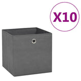 Cajas de almacenamiento de Vidaxl 10 PCS 28x28x28 Cm de tela no tejida gris