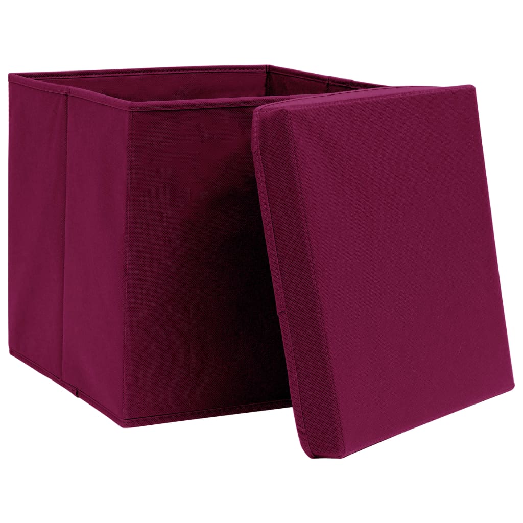 Vidaxl storage boxes with lid 4 pcs 28x28x28 cm dark red