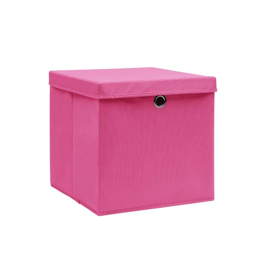 Vidaxl lagringslådor med lock 10 st 28x28x28 cm rosa