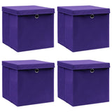 Vidaxl storage boxes with lid 4 pcs 28x28x28 cm purple