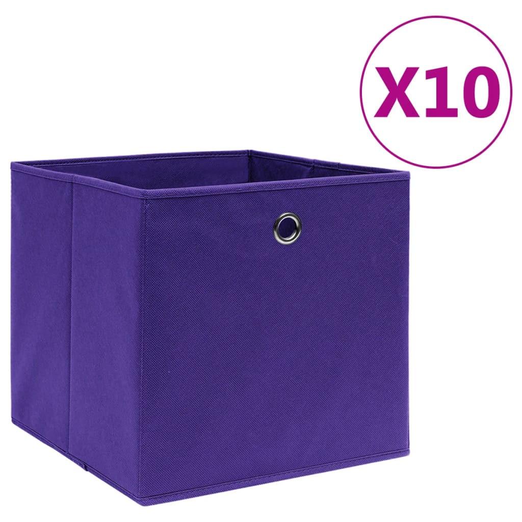 Vidaxl Storage boxes 10 pcs 28x28x28 cm Nonwoven Fabric Purple