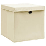 Vidaxl storage boxes with lid 4 pcs 28x28x28 cm cream -colored