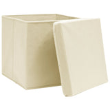 Vidaxl storage boxes with lid 4 pcs 28x28x28 cm cream -colored