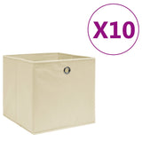 VidaXL Storage boxes 10 pcs 28x28x28 cm Nonwoven Fabric Crème -colored