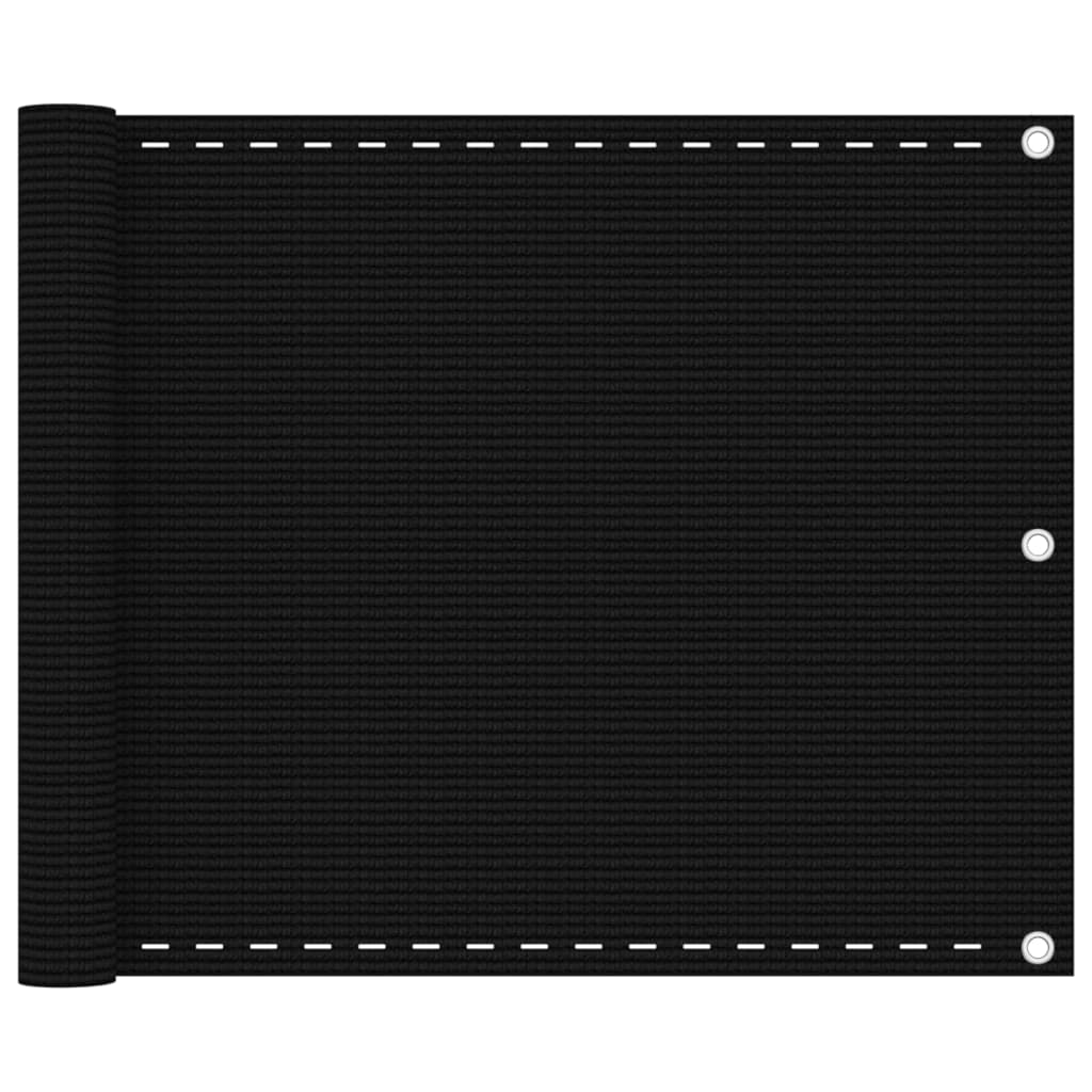 Obrazovka balkonu Vidaxl 75x600 cm HDPE Black