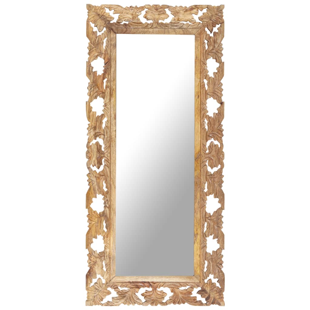 Vidaxl Mirror Hand -Cut 110x50 cm Trdna mangova les rjava