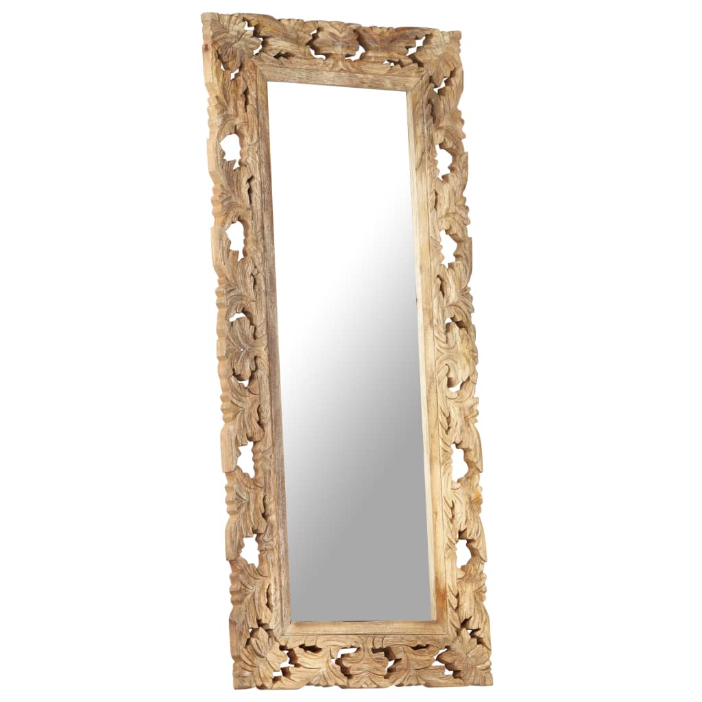 Vidaxl Mirror Hand -Cut 110x50 cm Trdna mangova les rjava