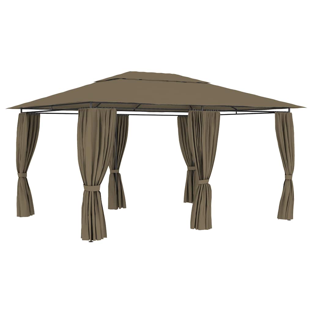 Vidaxl Garden pavilion with curtains 180 g m² 4x3 m Taupe