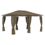 Vidaxl Garden pavilion with curtains 180 g m² 4x3 m Taupe