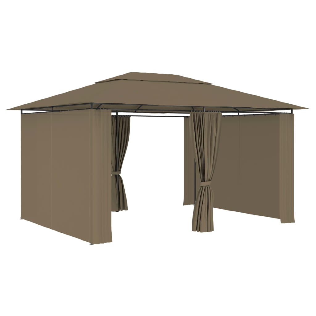 Vidaxl Garden pavilion with curtains 180 g m² 4x3 m Taupe