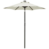 Parasol Vidaxl con iluminación LED 200x211 cm de aluminio de color arena