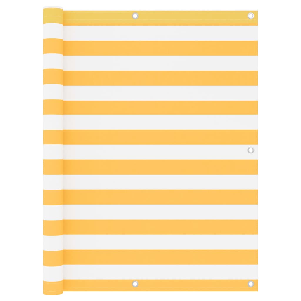 Écran de balcon Vidaxl 120x600 cm Oxford tissu blanc et jaune
