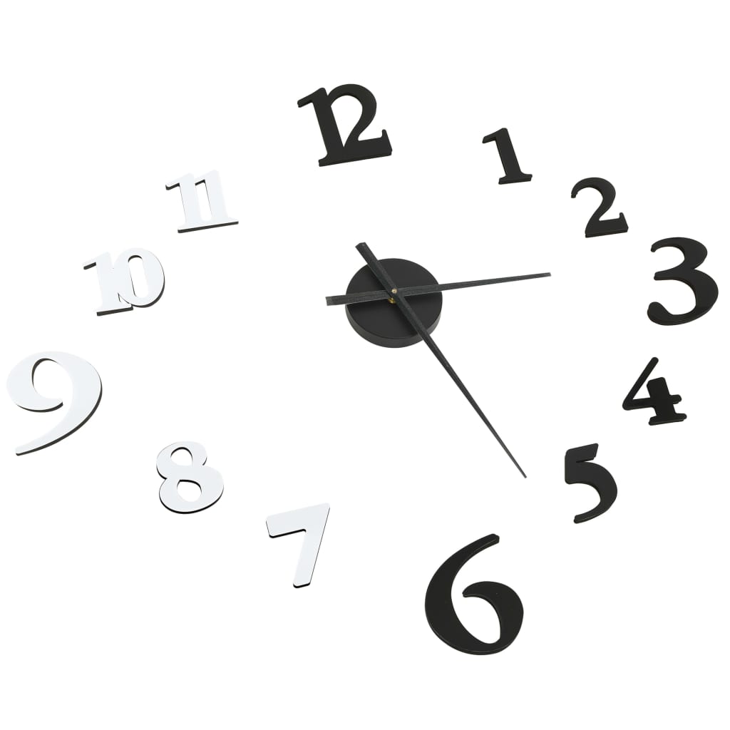Vidaxl 3d Wand Clock modern xxl 100 cm schwaarz a wäiss