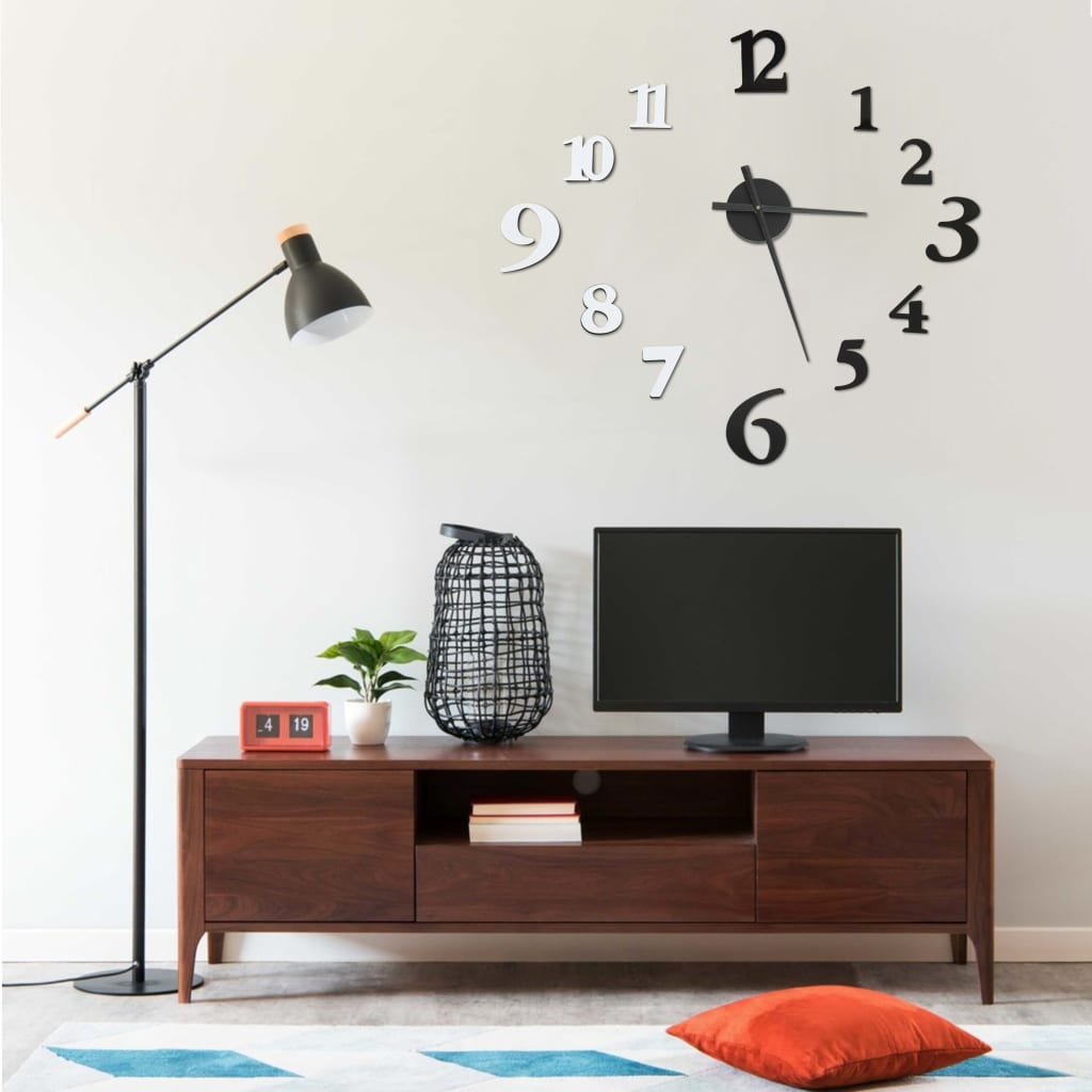 Vidaxl 3d Wand Clock modern xxl 100 cm schwaarz a wäiss