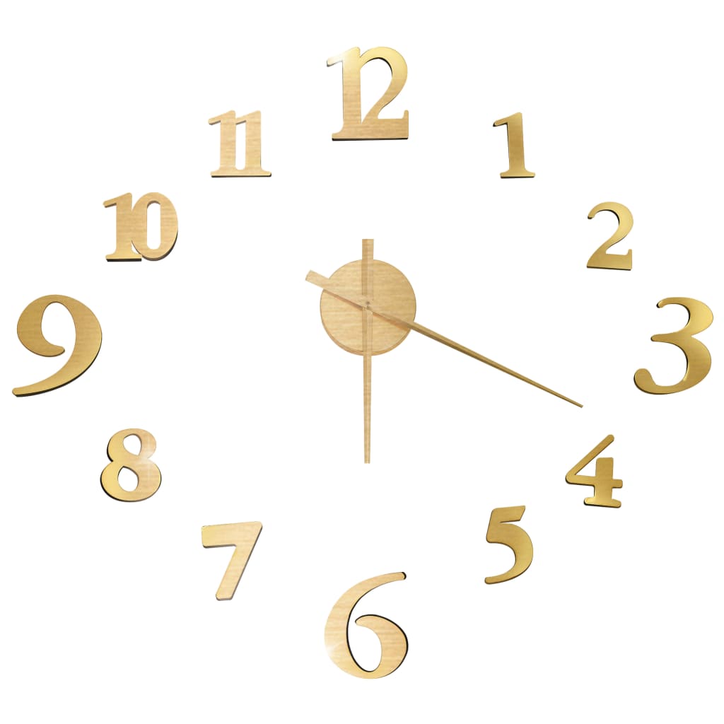 Vidaxl 3d Wall Clock Moderne xxl 100 cm guldfarvet