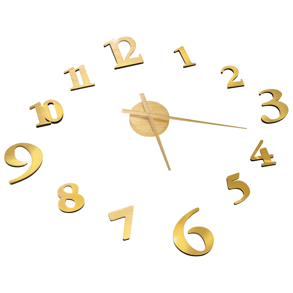 Vidaxl 3d Wall Clock Moderne xxl 100 cm guldfarvet