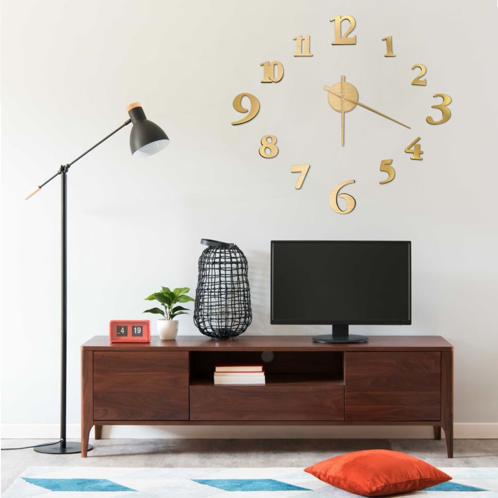 Vidaxl 3d Wall Clock Moderne xxl 100 cm guldfarvet