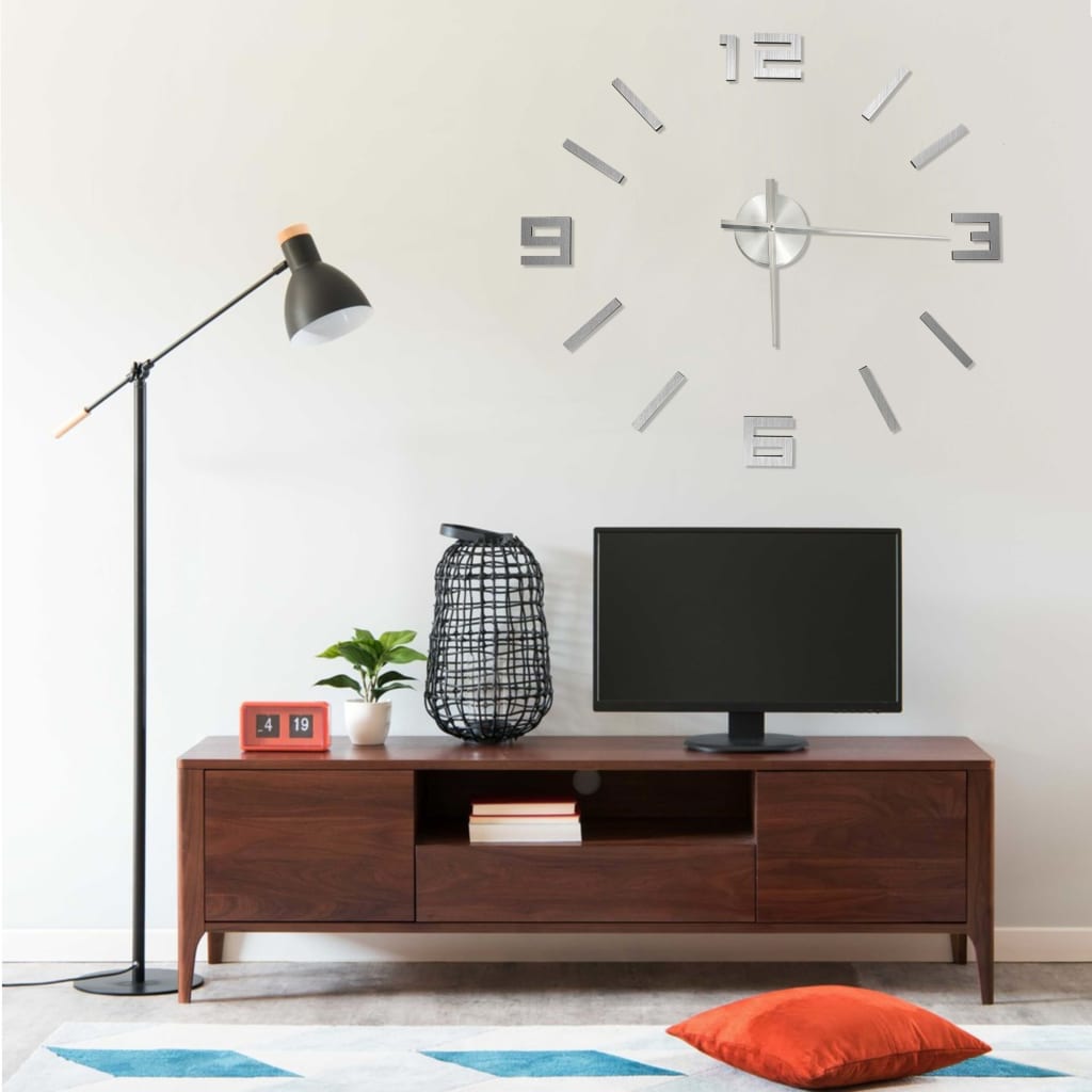 Vidaxl 3D wall clock Modern XXL 100 cm silver colored