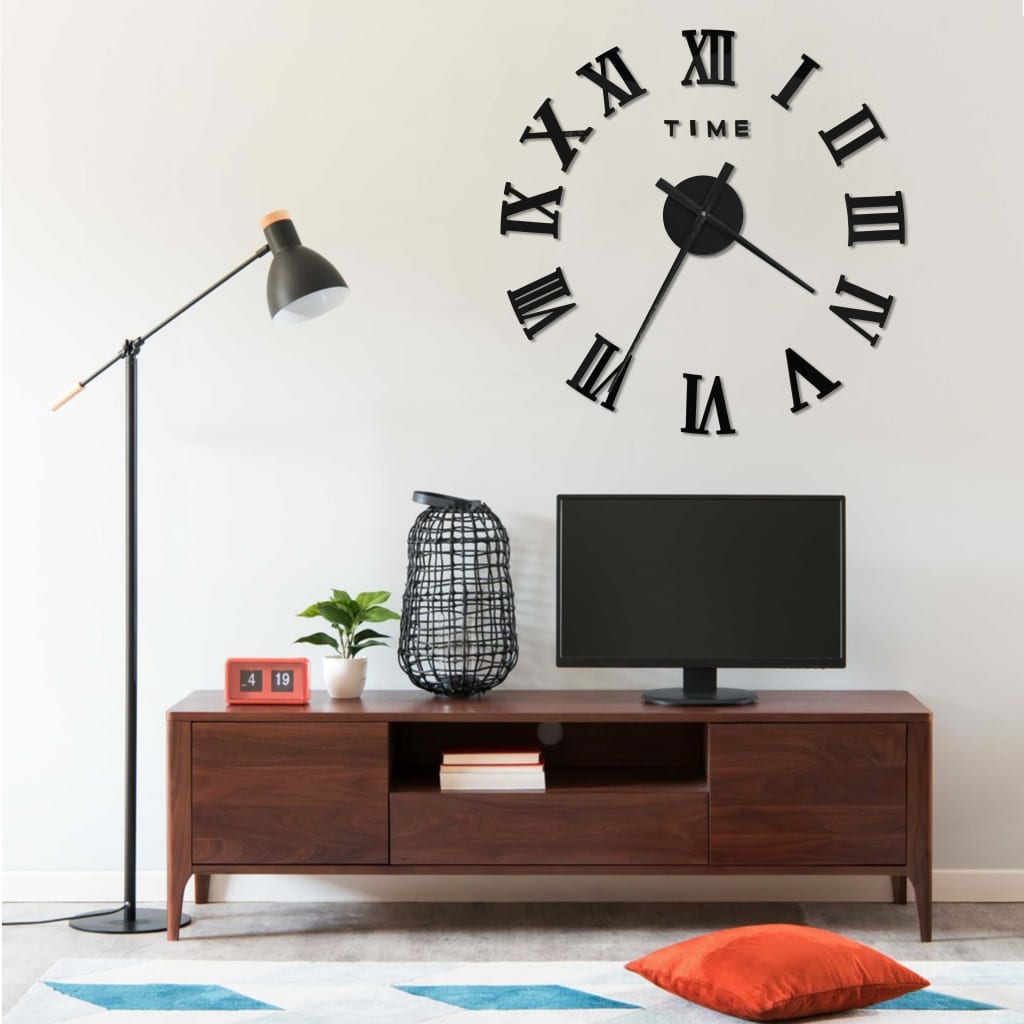 Vidaxl 3D wall clock Modern XXL 100 cm Black