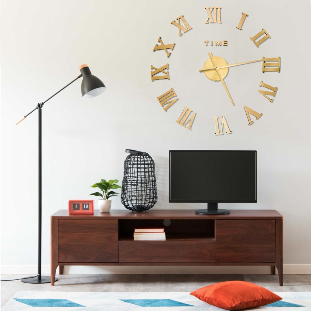 Vidaxl 3D Wall Clock Modern XXL 100 cm gullfarget