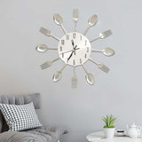 Vidaxl wall clock spoon-and-fork 31 cm aluminum silver colored