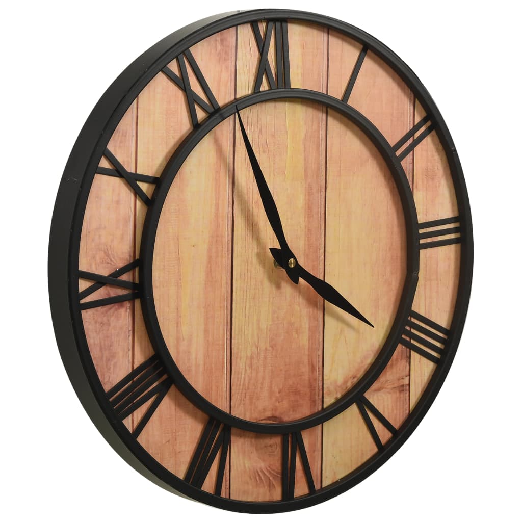 Vidaxl Wall Clock 39 cm MDF e ferro marrone e nero